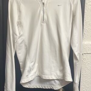 Nike White Half-Zip Long Sleeve Top